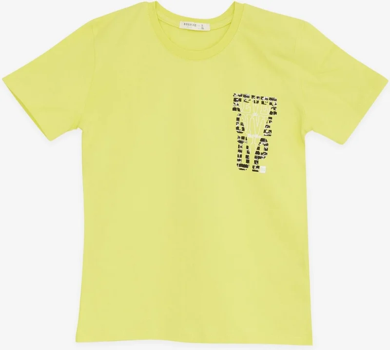 Breeze Girls & Boys Boy's T-Shirt with Text Printed, Age 8-14, Yellow