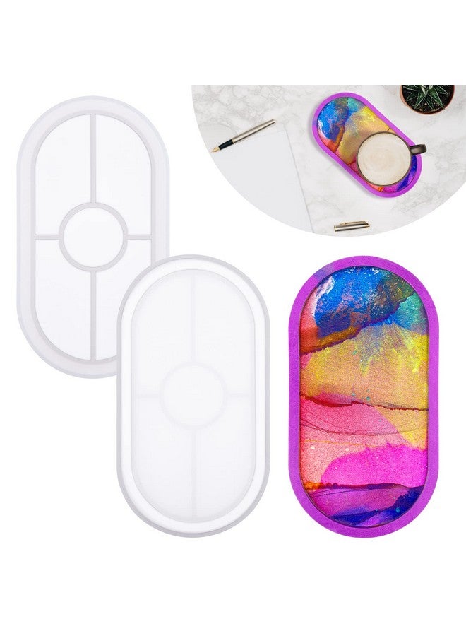BEATURE 2 Pieces Diy Tray Silicone Resin Mold Oval Jewelry Making Molds Clear Epoxy Resin Casting Mold For Diy Jewelry Container Ring Trinket Storage Plate Mould With Resin Handmade Soap Etc - Image 1
