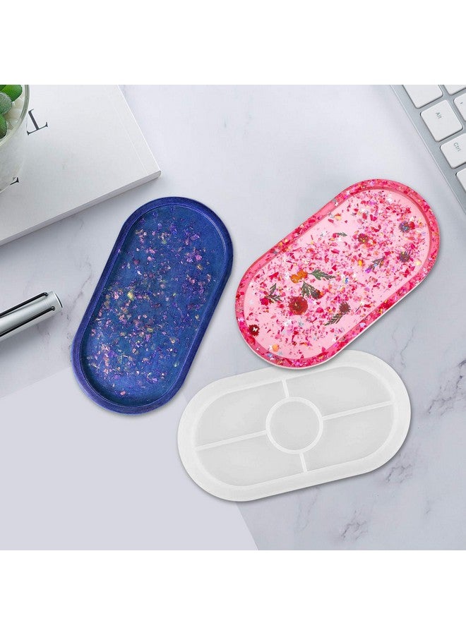 BEATURE 2 Pieces Diy Tray Silicone Resin Mold Oval Jewelry Making Molds Clear Epoxy Resin Casting Mold For Diy Jewelry Container Ring Trinket Storage Plate Mould With Resin Handmade Soap Etc - Image 5