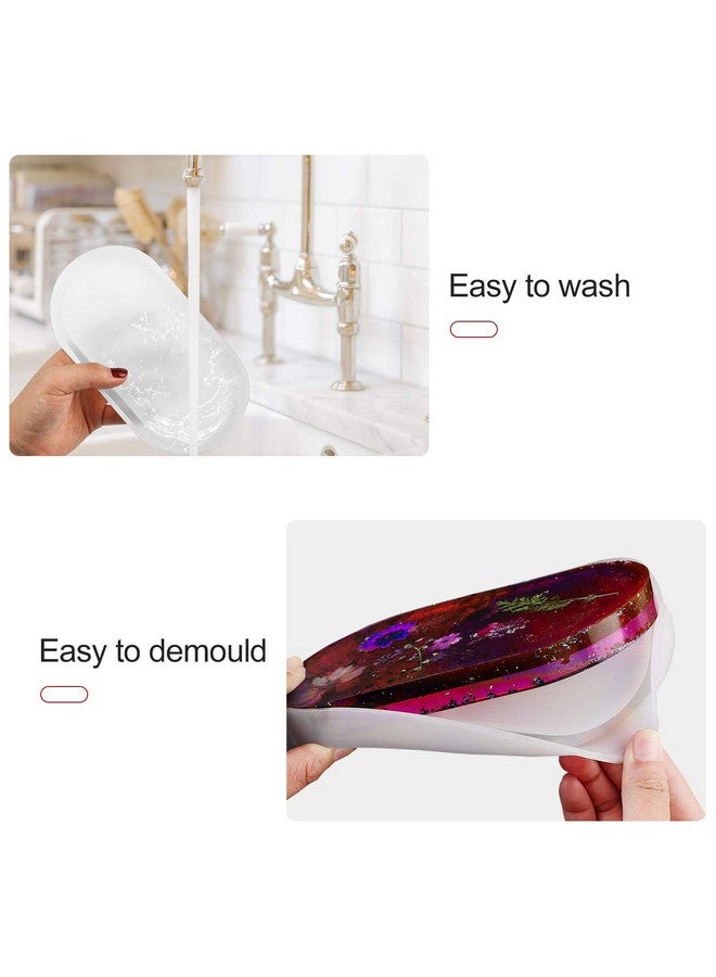 BEATURE 2 Pieces Diy Tray Silicone Resin Mold Oval Jewelry Making Molds Clear Epoxy Resin Casting Mold For Diy Jewelry Container Ring Trinket Storage Plate Mould With Resin Handmade Soap Etc - Image 4