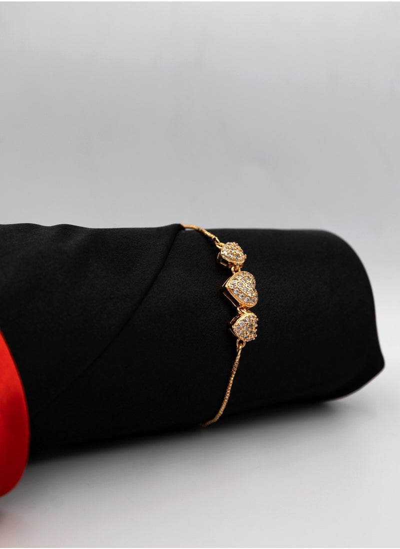 mjuhurat Elegant Gold-Plated Heart Charm Bracelet for Women – Fashion Jewelry (Not Real Gold)  - Image 2
