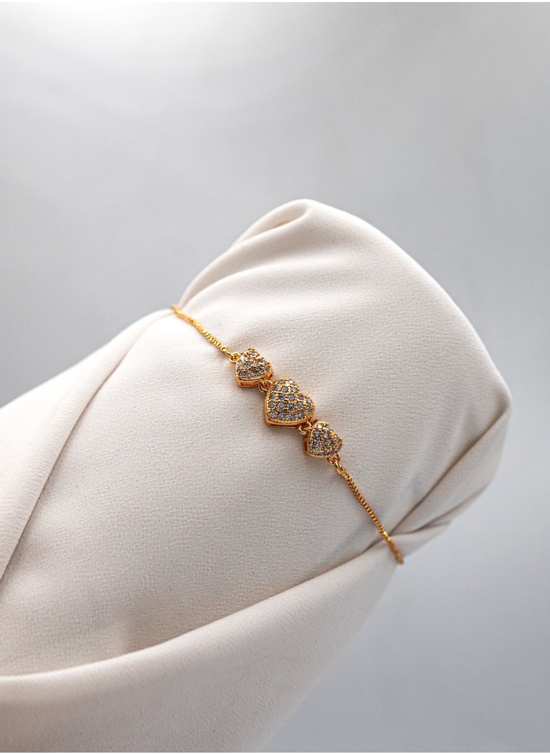 mjuhurat Elegant Gold-Plated Heart Charm Bracelet for Women – Fashion Jewelry (Not Real Gold)  - Image 1