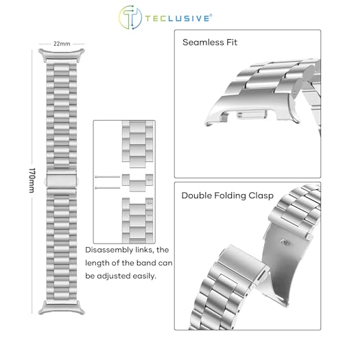 T TECLUSIVE Stainless Steel Metal Chain Strap Compatible for Galaxy Watch 8 and Watch 8 Classic | Luxury Metal Band with Watch Strap Adjuster Too for 8 (Silver) - Image 2
