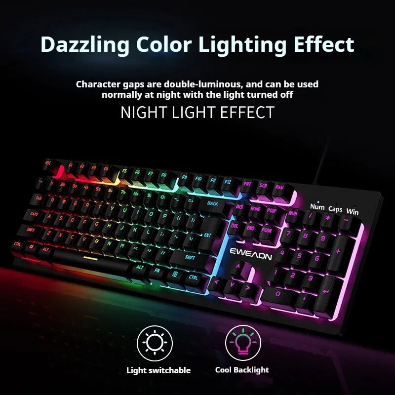 Eweadn لوحة مفاتيح Eweadn Gaming Keyboard, Thickened Metal Panel, Matte Finish, Silent Ergonomic Design, for Home, Office and Gamers - Image 2