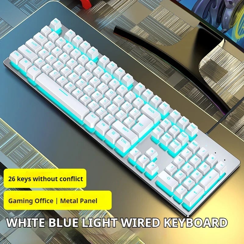 Eweadn لوحة مفاتيح Eweadn Gaming Keyboard, Thickened Metal Panel, Matte Finish, Silent Ergonomic Design, for Home, Office and Gamers - Image 4
