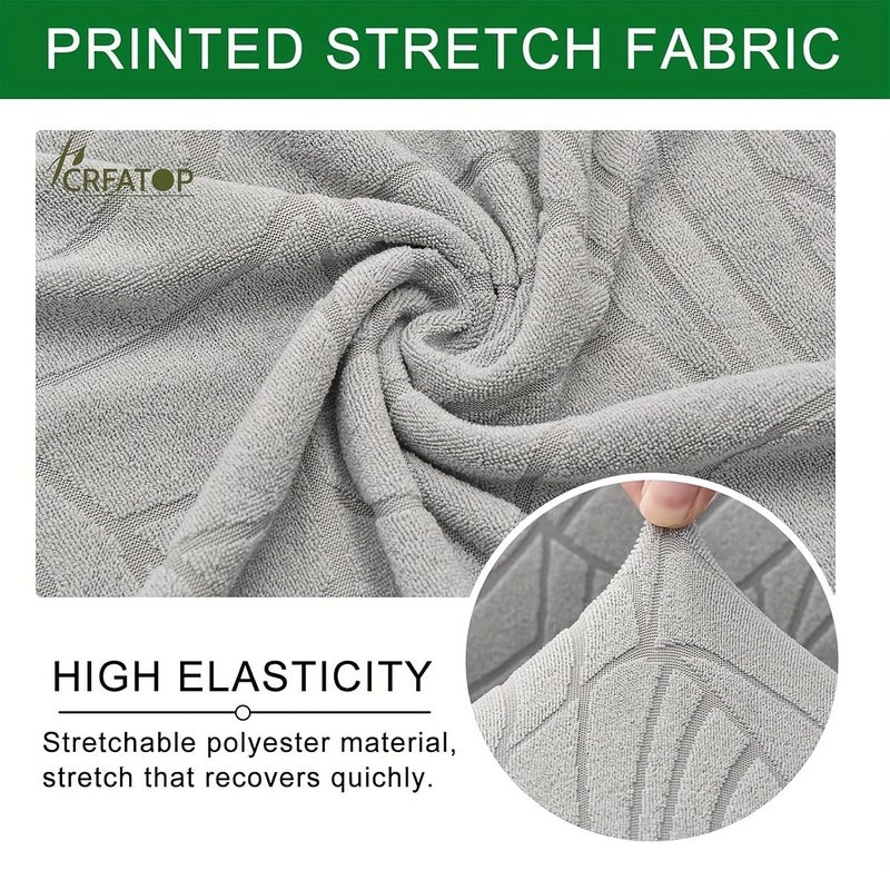 6pcs High Elasticity Jacquard Leaf Texture Recliner Sofa Cover With Central Console Protector And Pockets Spandex Soft Removable Washable Recliner Protector In Taupe For Home Hotel - Image 2
