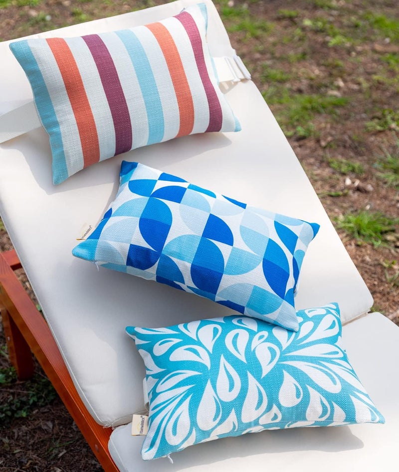 vmgreen Outdoor Beach Chair Head Resting Pillow, Pool Lounge Chair Pillows with Insert and Adjustable Elastic Stripe for Recliner Sunbrella Neck Attachment, 2 Pack Size 11”*16” Strip II Red - Image 4