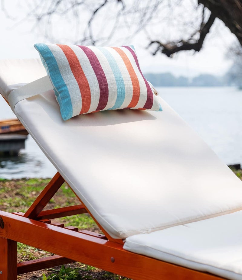vmgreen Outdoor Beach Chair Head Resting Pillow, Pool Lounge Chair Pillows with Insert and Adjustable Elastic Stripe for Recliner Sunbrella Neck Attachment, 2 Pack Size 11”*16” Strip II Red - Image 3
