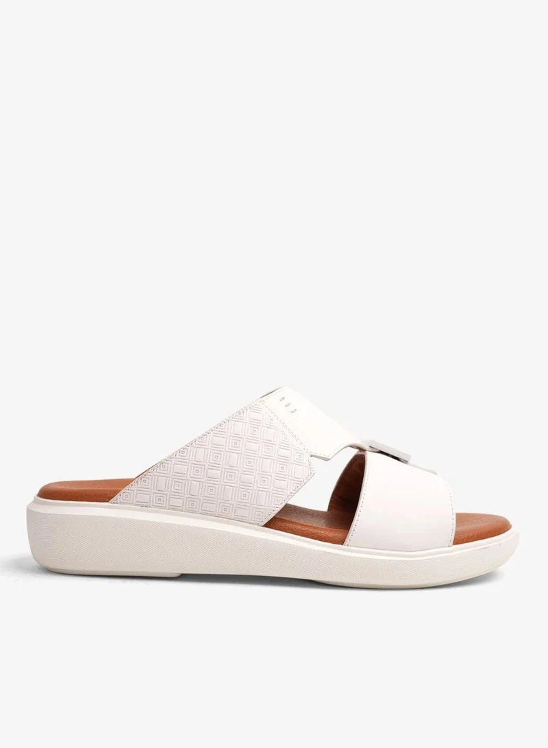 UOMO CAVALIER CLASSIC DESIGN TEXTURED SOLE MEN'S SANDALS WHITE
