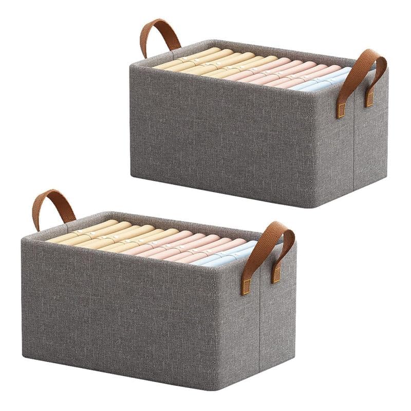 Generic Collapsible Fabric Storage Cubes with Handles Steel Frame 26L Foldable Wardrobe Organizer - Image 2