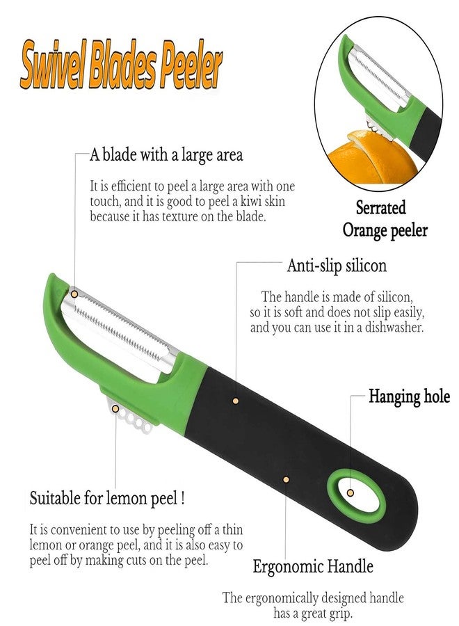 ANMIOU Swivel Vegetable Peeler, Ultra Sharp Stainless Steel Fruit Peeler with Ergonomic Non-Slip Handle, Multifunctional Kitchen Peeler for Potato Carrot Apple Orange Citrus, Dishwasher Safe - Image 3