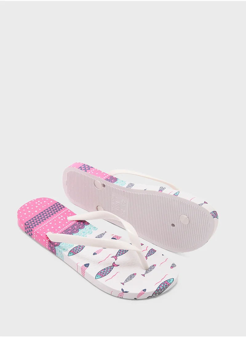 Ginger Fish Print Quirky Flipflop