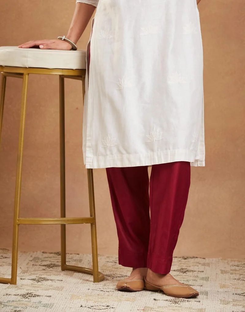 Fabindia  Maroon Viscose Silk Ethnic Pant for Women | Best Price UAE