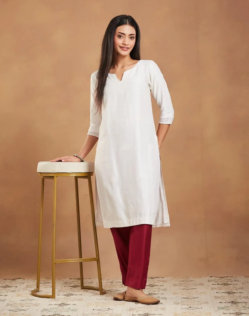 Fabindia  Maroon Viscose Silk Ethnic Pant for Women | Best Price UAE