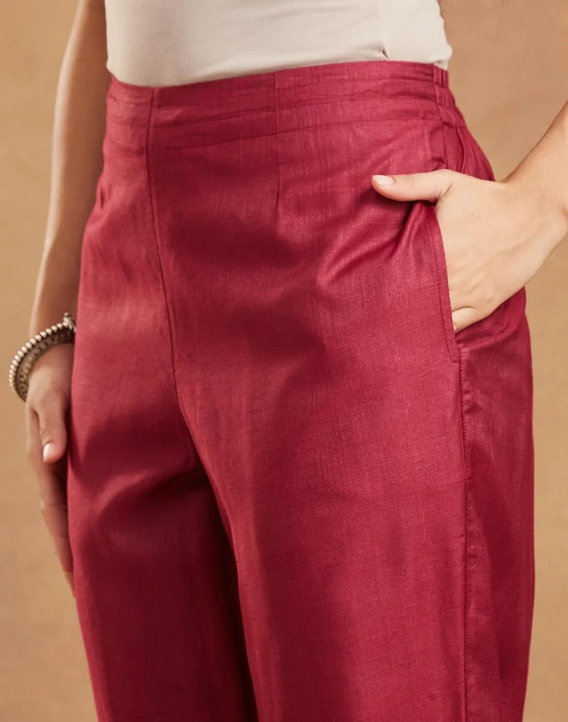 Fabindia  Maroon Viscose Silk Ethnic Pant for Women | Best Price UAE