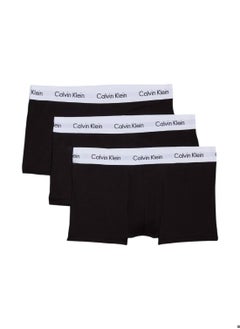 CALVIN KLEIN Men's 3 Pack Low Rise Trunks - Cotton Stretch - Cotton, Black 