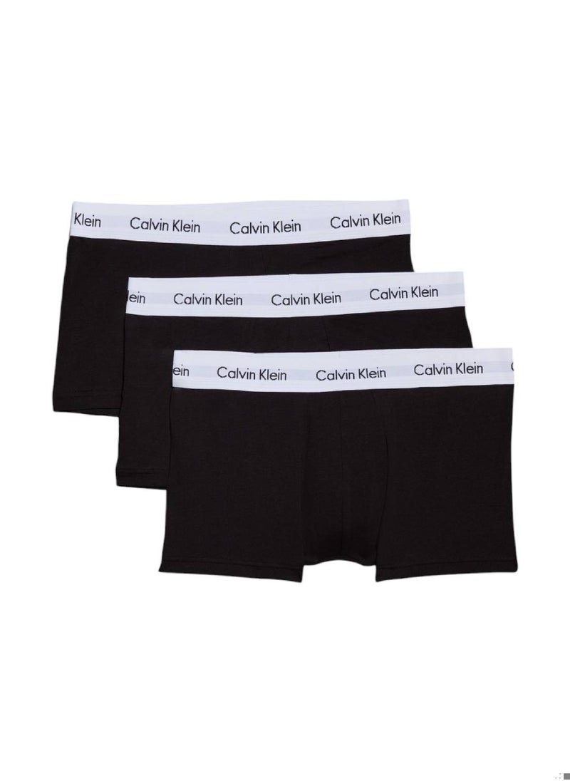 CALVIN KLEIN Men's 3 Pack Low Rise Trunks - Cotton Stretch - Cotton, Black 
