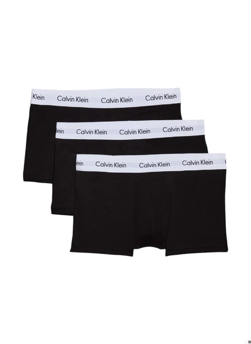 CALVIN KLEIN Men's 3 Pack Low Rise Trunks - Cotton Stretch - Cotton, Black