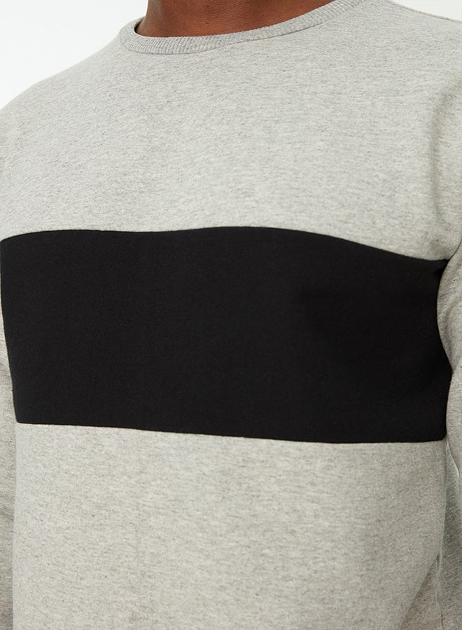 trendyol Black Tracksuit Set Regular/Normal Cut Color Blocked Cotton With Fleece Inside TMNAW21EM0022  - Image 4