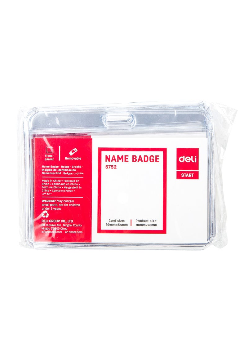 Deli 50-Piece Clear Name Badge Holder With Clip  - Image 2
