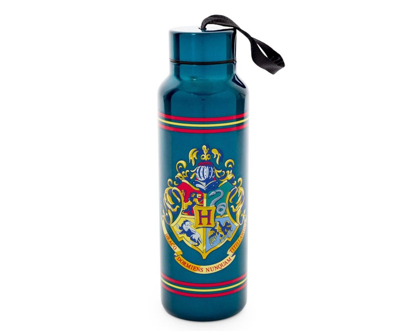 Silver Buffalo Harry Potter Hogwarts Stainless Steel Water bottle with Strap  27-Ounces - Image 1