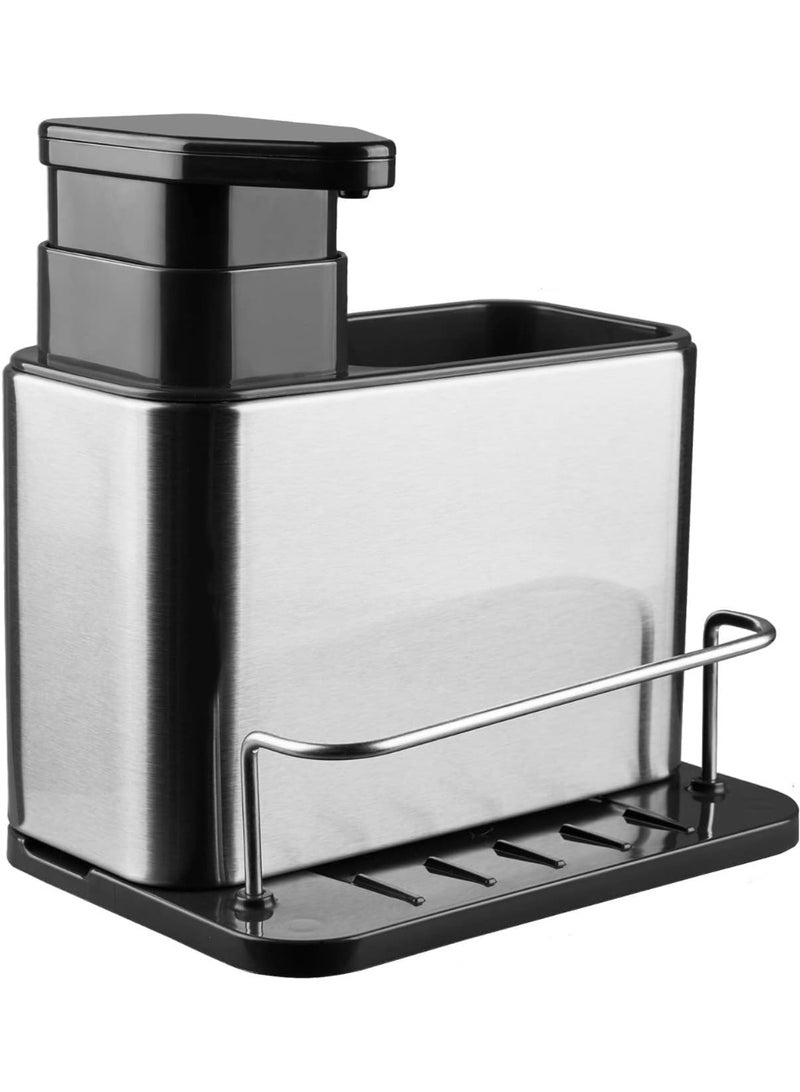 3 in 1 Stainless Steel Soap Dispenser, Kitchen Sink Organizer with Sponge Holder, Rustproof - Image 2