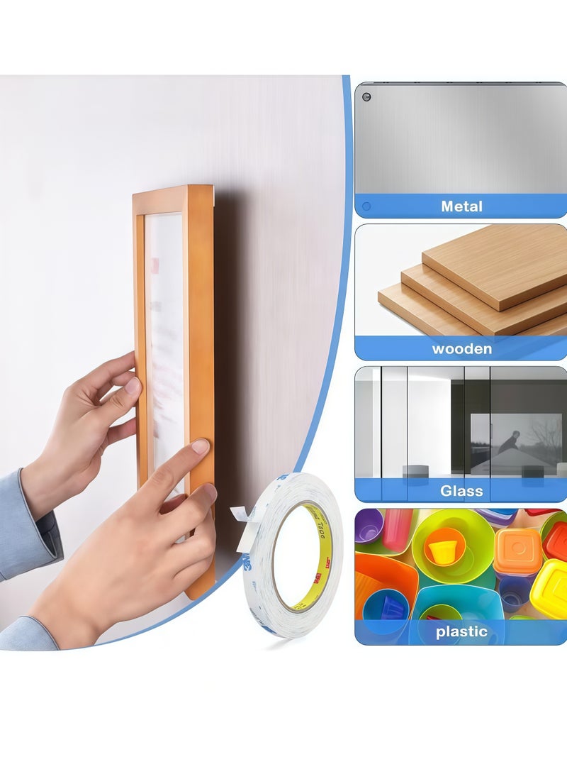 3M Double Sided Tape 1cm*3meter, Mounting Tape Heavy Duty, Removeable PE Foam Tape Strips, Strong Adhesive Tape Waterproof Free Damage for Paint Wall Picture Hanging Poster(2PCS) - Image 3