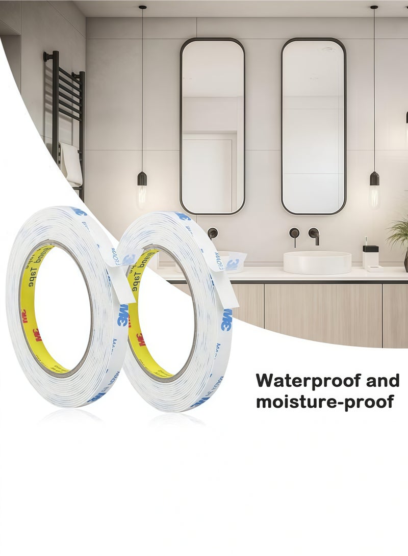 3M Double Sided Tape 1cm*3meter, Mounting Tape Heavy Duty, Removeable PE Foam Tape Strips, Strong Adhesive Tape Waterproof Free Damage for Paint Wall Picture Hanging Poster(2PCS) - Image 5