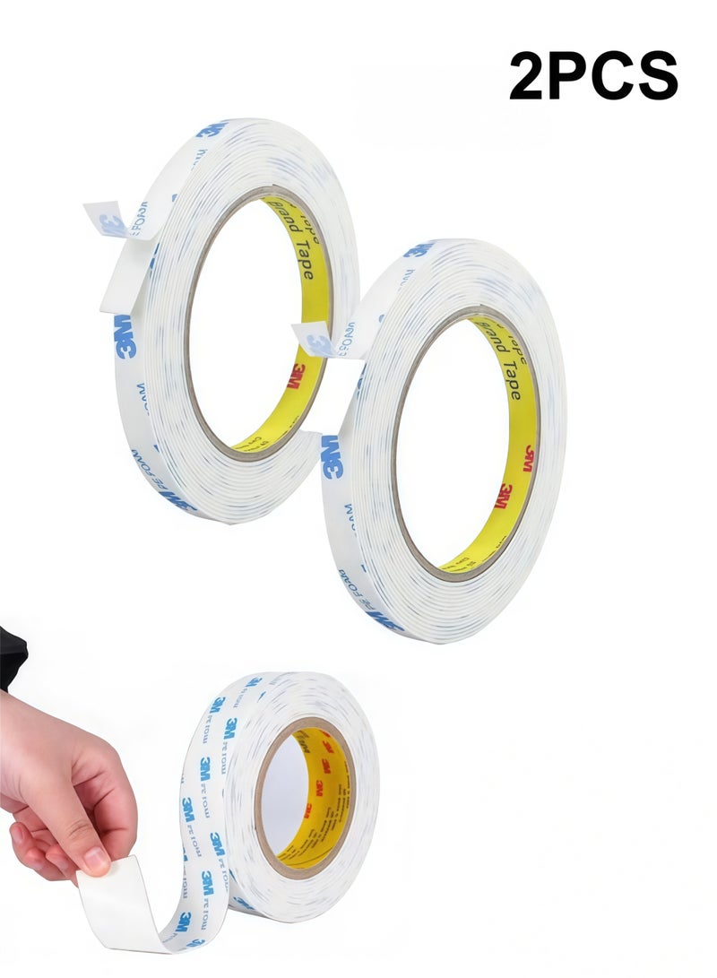 3M Double Sided Tape 1cm*3meter, Mounting Tape Heavy Duty, Removeable PE Foam Tape Strips, Strong Adhesive Tape Waterproof Free Damage for Paint Wall Picture Hanging Poster(2PCS) - Image 1