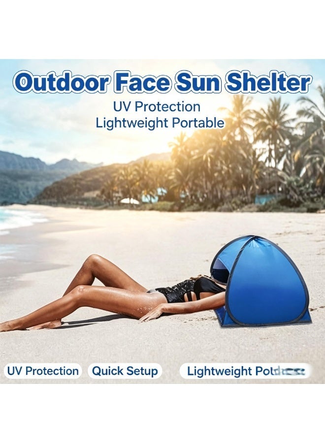 Mini Pop Up Head Sun Shelter Tent, Dual Use Indoor Outdoor Anti-UV Sun Shade Canopy with Touch Screen Phone Window & Side Storage Pocket, Portable Lazy Tanning Tent for Beach Balcony Bed Pool Camping Fishing - Image 1