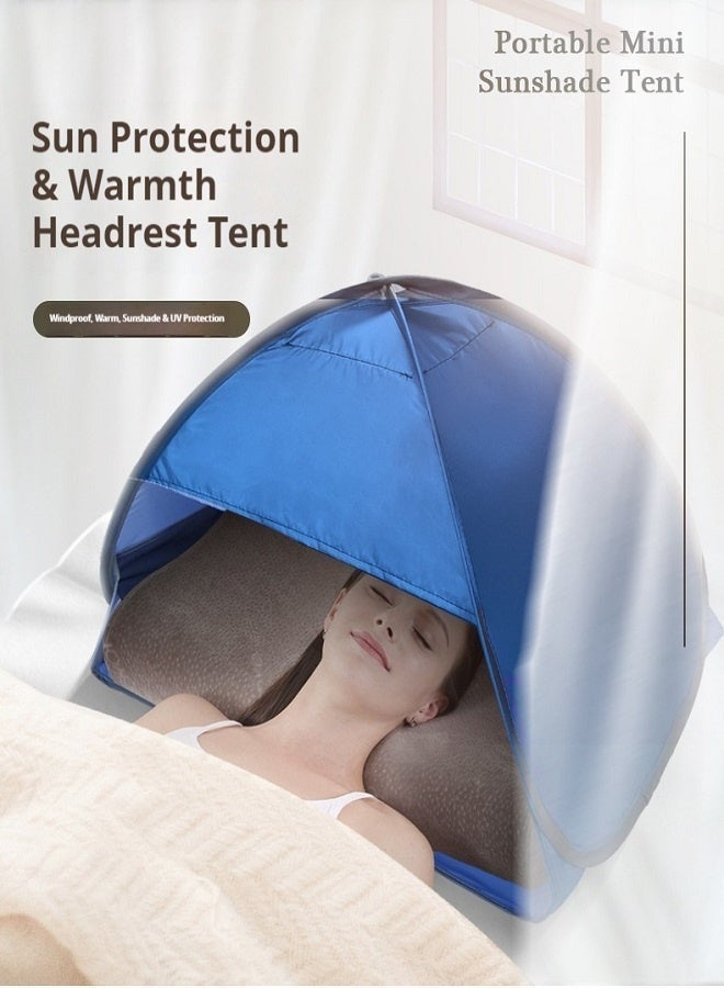 Mini Pop Up Head Sun Shelter Tent, Dual Use Indoor Outdoor Anti-UV Sun Shade Canopy with Touch Screen Phone Window & Side Storage Pocket, Portable Lazy Tanning Tent for Beach Balcony Bed Pool Camping Fishing - Image 3