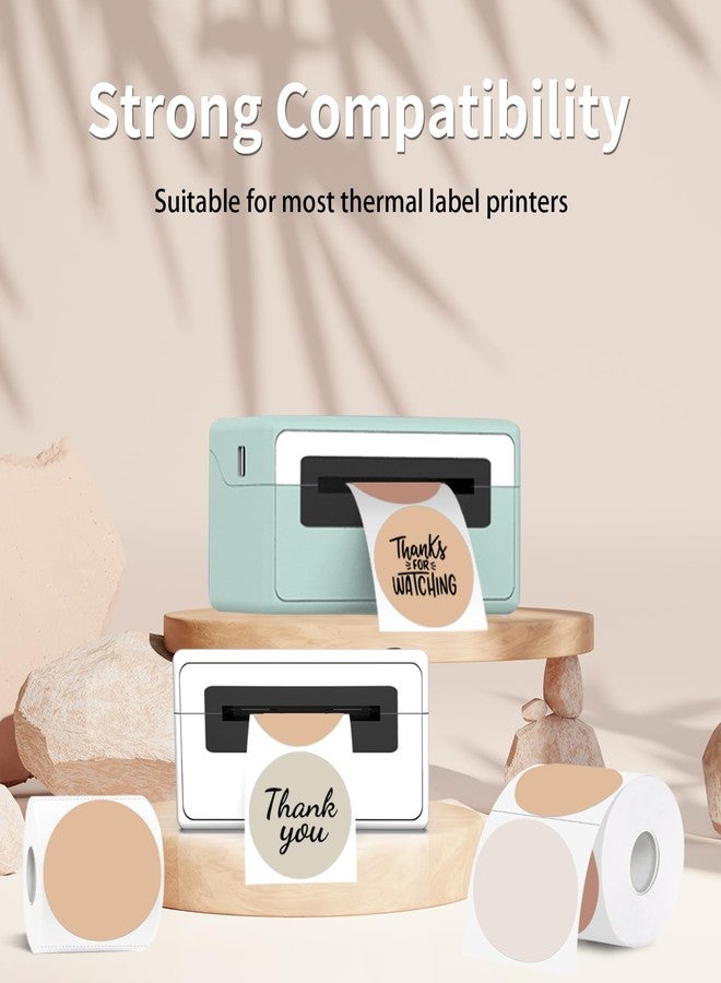 starboling Thermal Label,3 Inch Beige Gradient Round Thermal Printer Sticker,Self-Adhesive Round Direct Thermal Labels,Thermal Stickers for DIY Logo Design,Name Tag (300 Labels/1 Roll) - Image 4