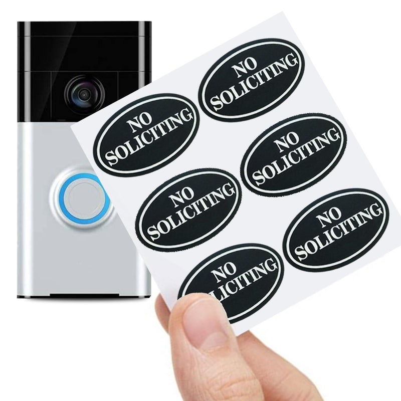 Small No Soliciting Sign for House6 Pcs No Soliciting SignWeatherproof with Glow in the Dark StickersTiny Size Perfect for Video DoorbellNo Solicitation Sticker for Front