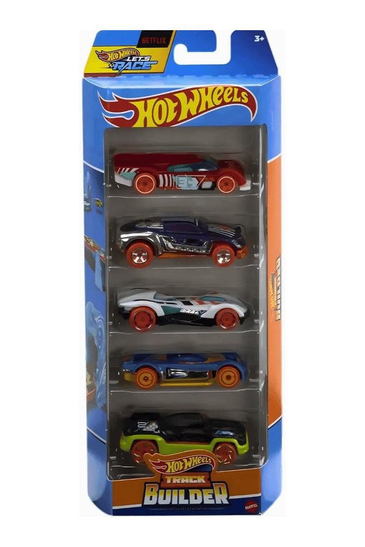 Hot Wheels Netflix Track Builder (Gruppox24, Lightnin Bug, Roadster Bite, Mach it Go & Drone Duty) 5 Vehicle Pack (HTV52) - Image 1