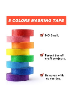 Y&D Colored Masking Tape Craft Rainbow Colors Painting Painters Labeling Paper for Arts Crafts Bullet Journals Party Decorations DIY 8 Roll 12m*1.5cm  - Image 5