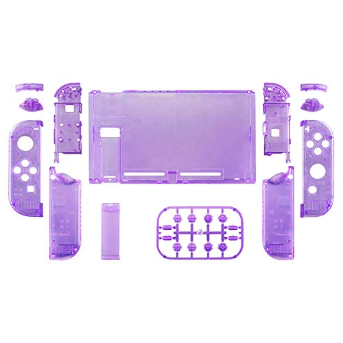 eXtremeRate أزرار قشرة استبدال DIY من eXtremeRate لجهاز Nintendo Switch للوحة الخلفية لجهاز التحكم مع مجموعة كاملة من الأزرار لجهاز التحكم المحمول Joycon بلون Atomic Purple الشفاف بدون أجزاء إلكترونية - Image 3