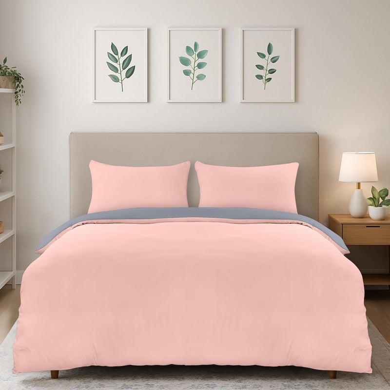 Utopia Bedding Duvet Cover Double  Soft Microfibre Polyester Duvet Cover with Pillow cases  Bedding Quilt Cover Set GreyPink