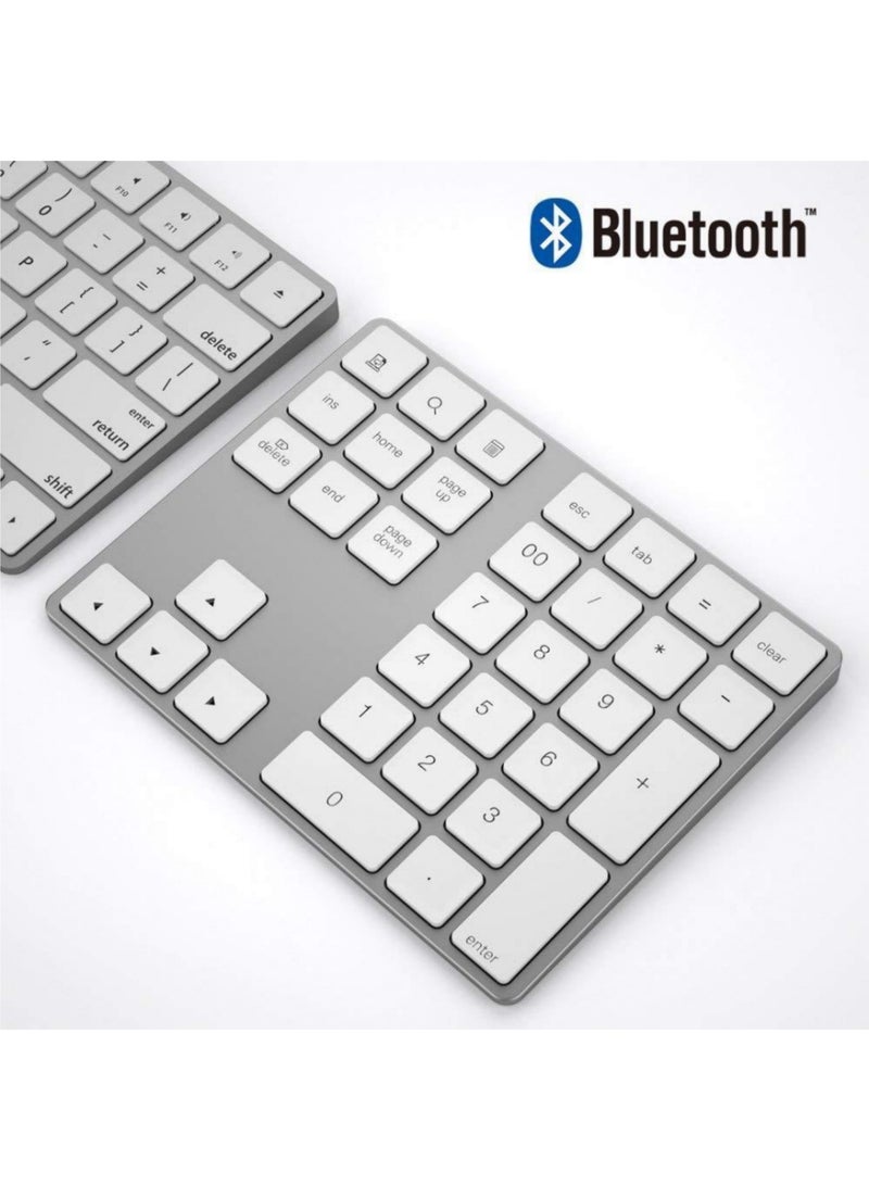 أداندو لوحة مفاتيح رقمية بتقنية البلوتوث، لوحة مفاتيح رقمية خارجية رفيعة قابلة لإعادة الشحن من الألومنيوم، مزودة بـ 34 مفتاحًا، متوافقة مع أجهزة ماك بوك، ماك بوك إير/برو، آي ماك، ويندوز لابتوب (فضية) - Image 5