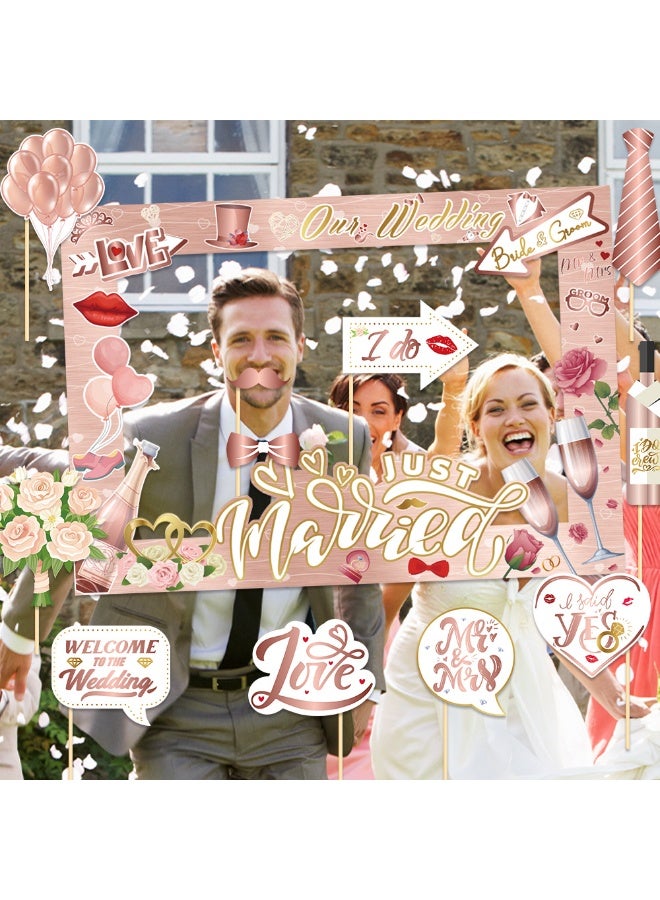 XIYU Hen Party Decoration-25Pcs Photo Booth Props,Rose Gold Team Bride and Groom Selfie Props Paper Photo Frame Hen Party Accessories for Wedding Engagement Bridal Shower Bachelorette Hen Do Party Games - Image 2