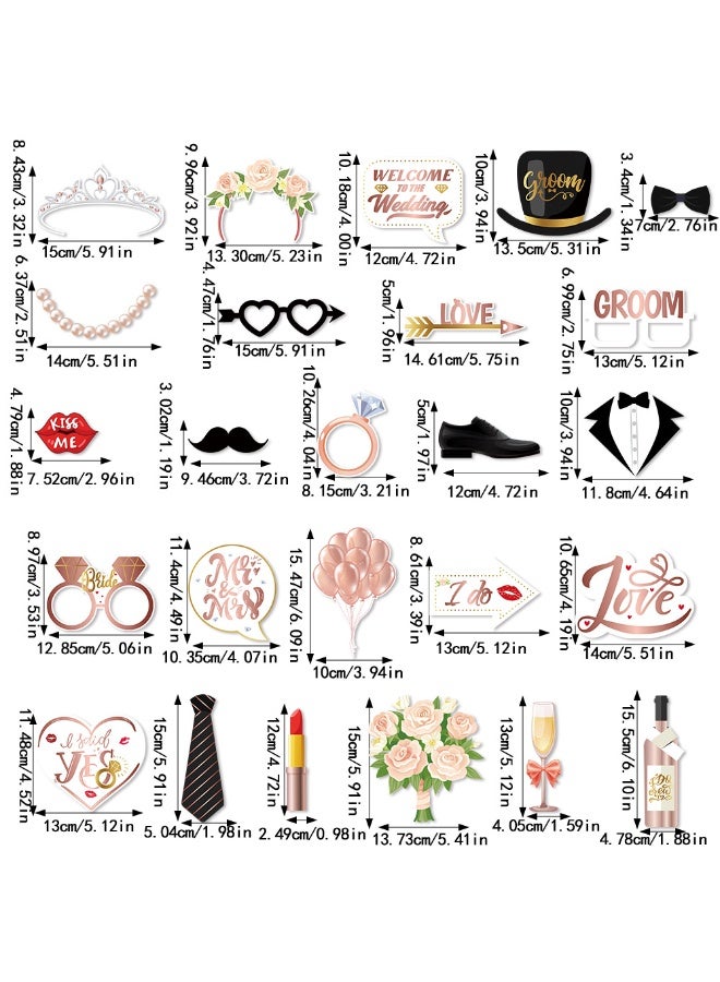 XIYU Hen Party Decoration-25Pcs Photo Booth Props,Rose Gold Team Bride and Groom Selfie Props Paper Photo Frame Hen Party Accessories for Wedding Engagement Bridal Shower Bachelorette Hen Do Party Games - Image 3