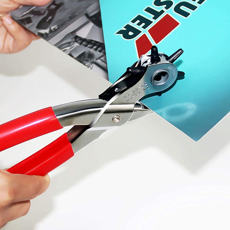 Hypexa Heavy Duty Revolving Punch Plier Kit Punch Hole Tool including Punch Plier Brass Pad Screwdriver and Grinding Rod for Belt Saddle Watch Strap Shoe Fabric Paper etc - Image 4