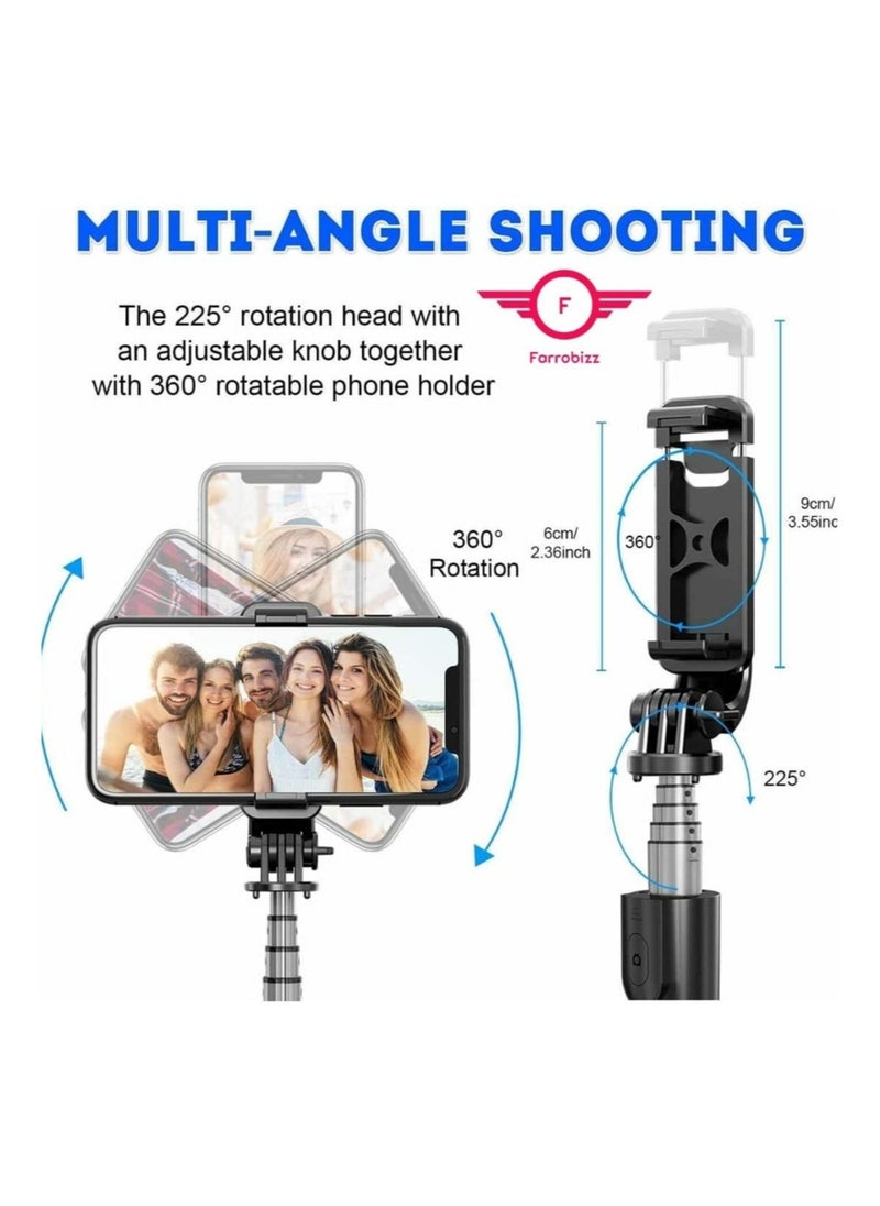 ELTRAZONE - 3 in 1 Extendable Selfie Stick Tripod, Selfie Stick For Phone with Bluetooth Wireless Remote Phone Holder for iPhone 12 /iPhone 11/pro, Samsung Galaxy S10/S9 Plus/S8/Note8 - Image 1
