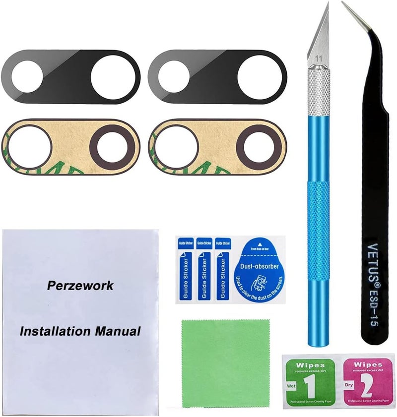 Perzework 2 Pcs OEM Back Rear Camera Lens Glass Replacement for iPhone 8 Plus and 7 Plus with pre-Installed Adhesive and Reparing Toolkit - Image 1