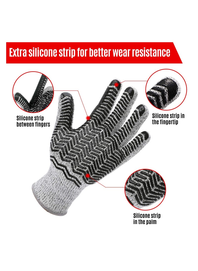 SOLARAE Cut Resistant Gloves, Rubber Resistant Cutting Gloves, Resistant Cutting Gloves, Wood Carving Rotary Handling Glass Moving Boxes with Rubber Grip, Sandy Nitrile Coated Working Glove (23.5CM) - Image 3