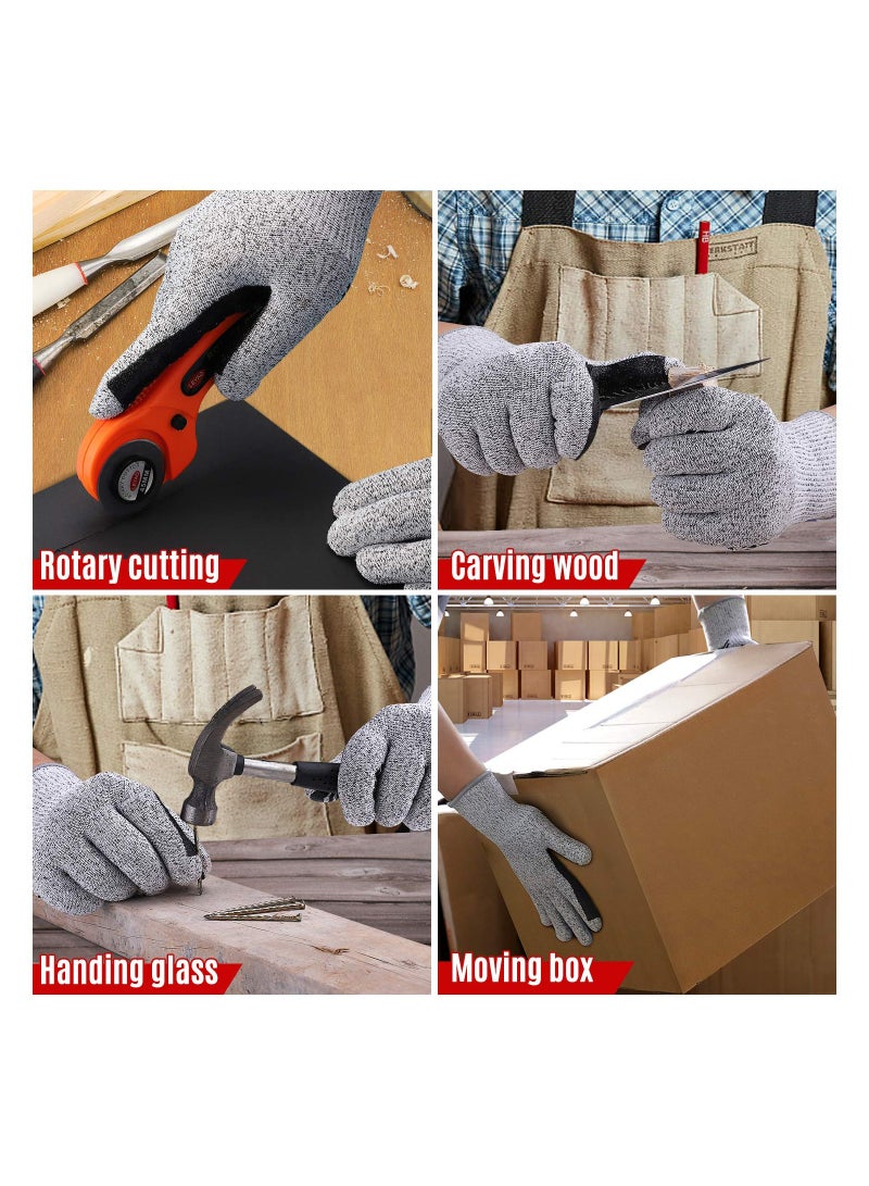 SOLARAE Cut Resistant Gloves, Rubber Resistant Cutting Gloves, Resistant Cutting Gloves, Wood Carving Rotary Handling Glass Moving Boxes with Rubber Grip, Sandy Nitrile Coated Working Glove (23.5CM) - Image 5