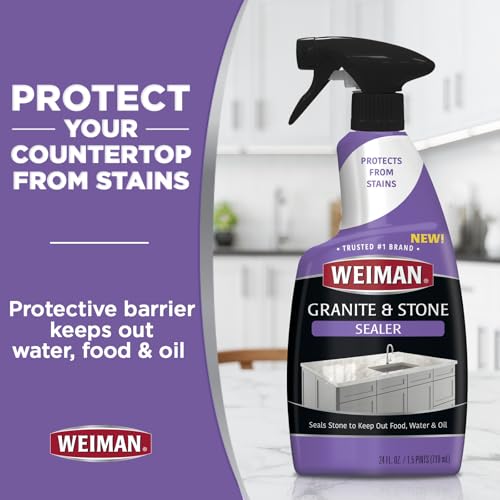 Weiman Granite & Stone Sealer Spray - Protects Kitchen Countertops, Sinks, Showers, Vanities & Floors From Stains - For Granite, Quartz, Marble, Tile, Limestone, Slate - Water Based, 24 oz - Image 3