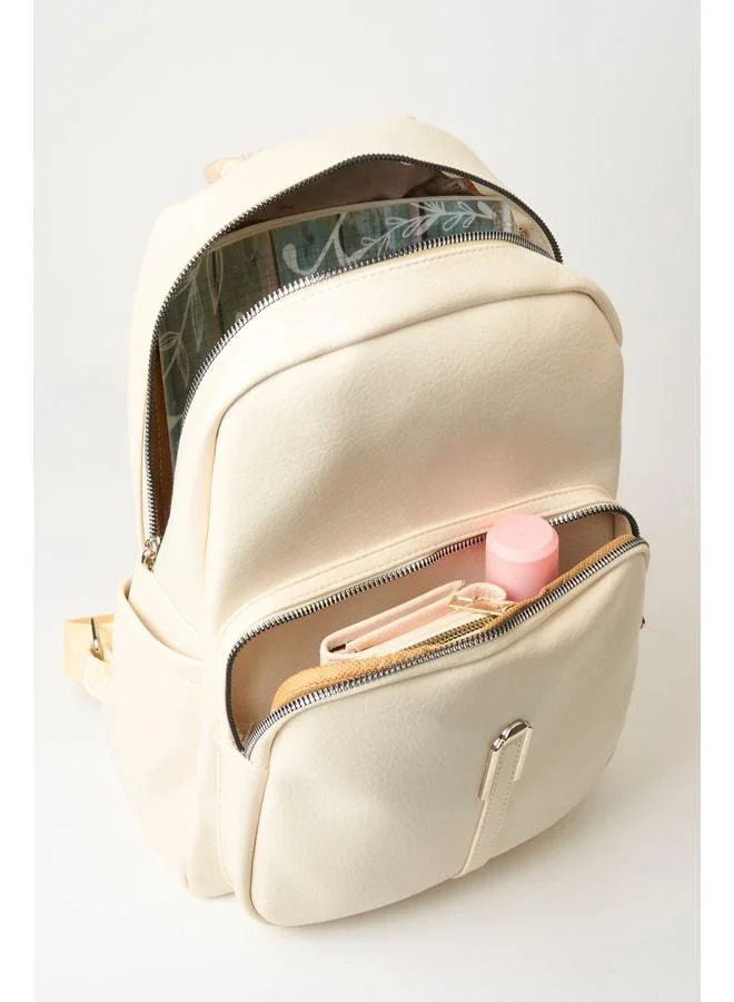 Vivaq Women's Penguin Cream 2-Compartment 2 Side Pocket Synthetic Leather Zipper Closure Travel & Daily Backpack.