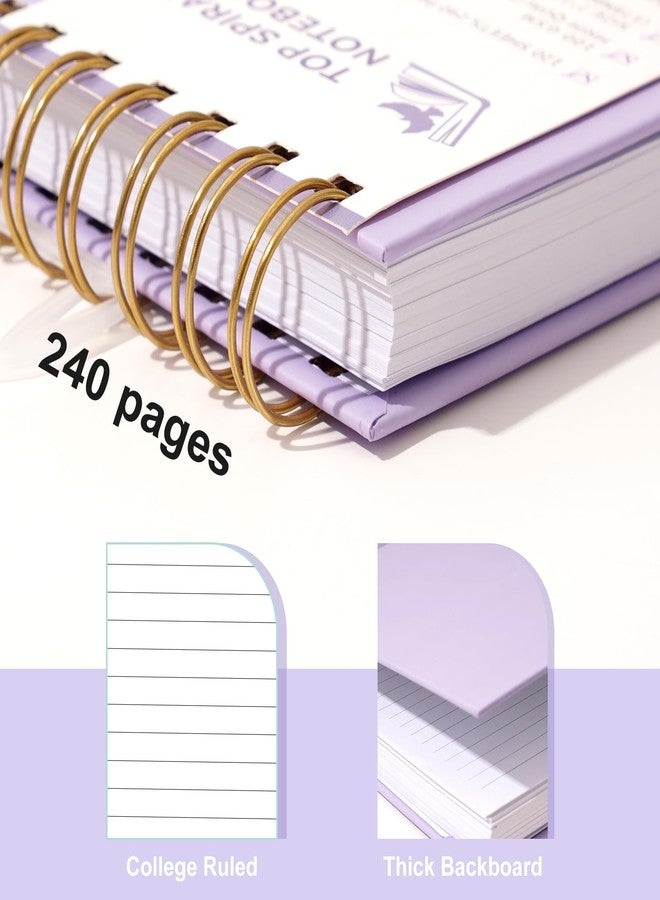 Yoment Top Spiral Notebook, Hardcover Steno Pads, 240 Pages Top Bound Spiral Notebooks, 7"x10" College Ruled Spiral Notepad Left-Handed Notebooks for Work School Office Business,Purple - Image 5