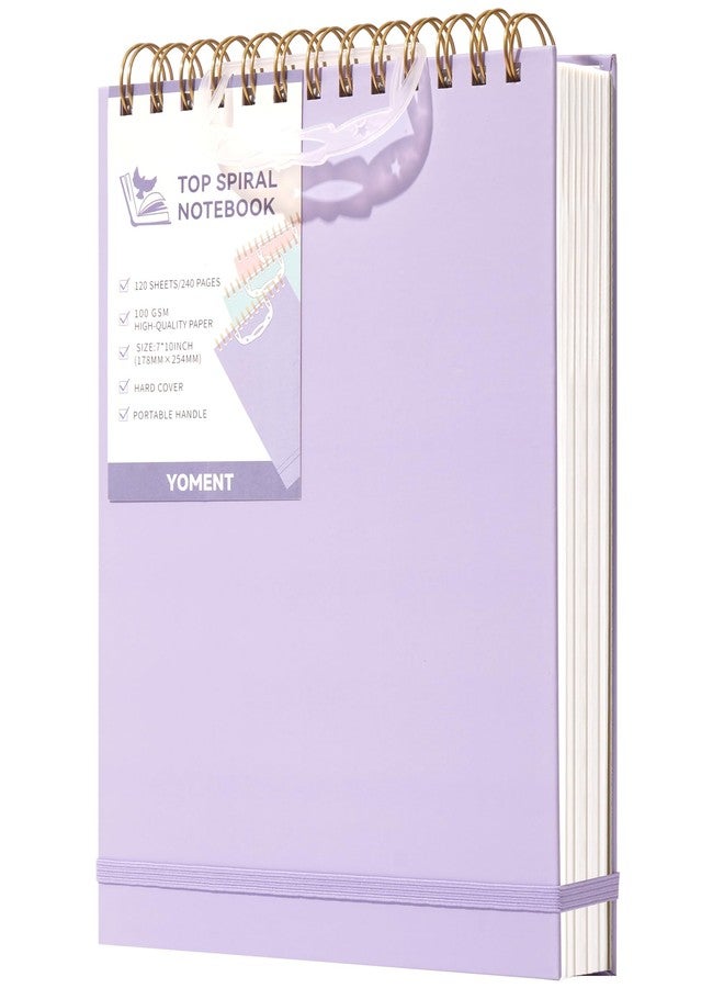 Yoment Top Spiral Notebook, Hardcover Steno Pads, 240 Pages Top Bound Spiral Notebooks, 7"x10" College Ruled Spiral Notepad Left-Handed Notebooks for Work School Office Business,Purple - Image 1