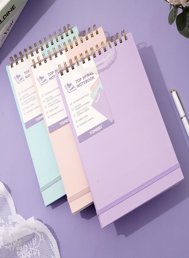 Yoment Top Spiral Notebook, Hardcover Steno Pads, 240 Pages Top Bound Spiral Notebooks, 7"x10" College Ruled Spiral Notepad Left-Handed Notebooks for Work School Office Business,Purple - Image 2